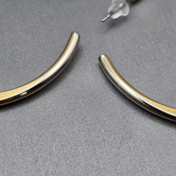 VTG Gold Coin Napoleon Empereur Dangle Hoop Post Earrings 3" Statement 1980s - Picture 5 of 10